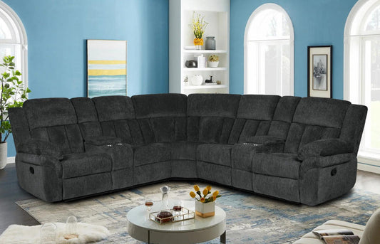 Cartier Manual Recliner Sectional With Two Consoles