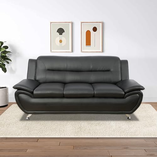 Leather Sofa Set,Leather Sofa Set for Living Room Furniture Sets,Oversize Loveseat Sofa with Chair for Living Room/Office/Apartment(A-Black,3-Piece)