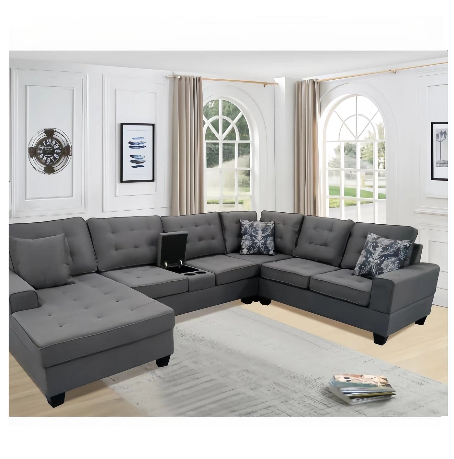 SF431 #CASTLE U-SECTIONAL-128 -BG Light gray