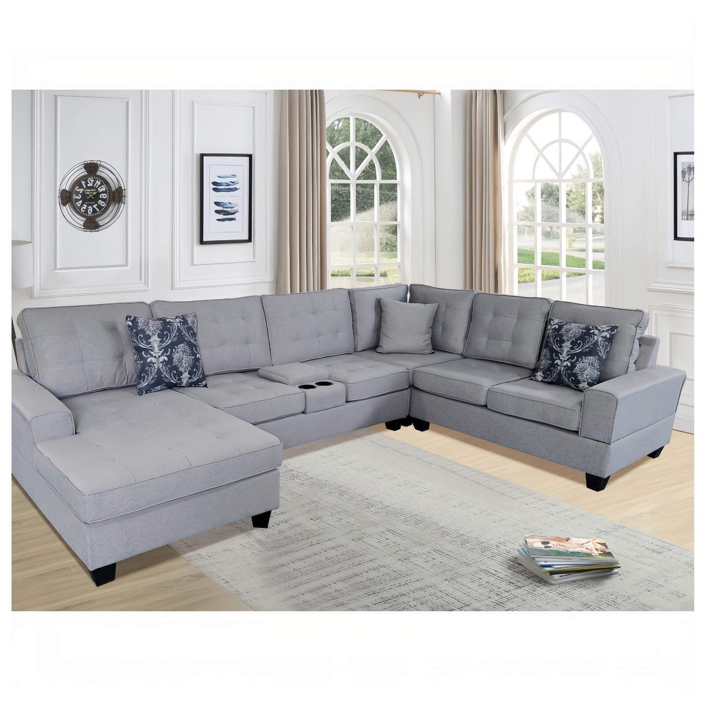 SF431 #CASTLE U-SECTIONAL-128 -BG Light gray