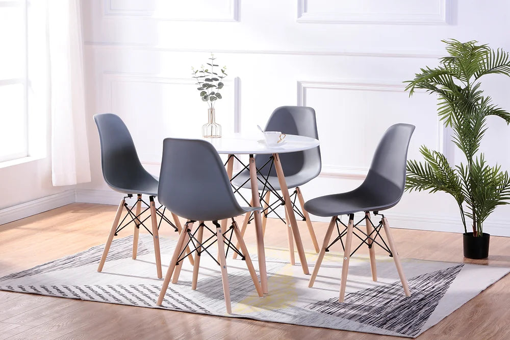 T-1405 | C-1420 Eiffel Set, 5Pc, 32" Table and 4 gray Chairs