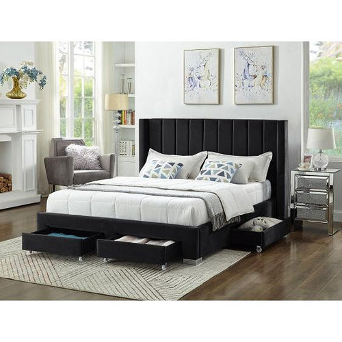 IFDC King Upholstered Platform Bed with Storage IF 5313 - 78