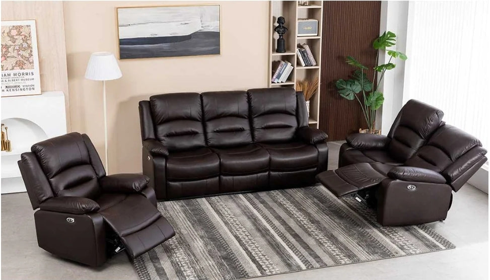 Martini Power Recliner Sofa Collection Chocolate Brown Leathaire 8361