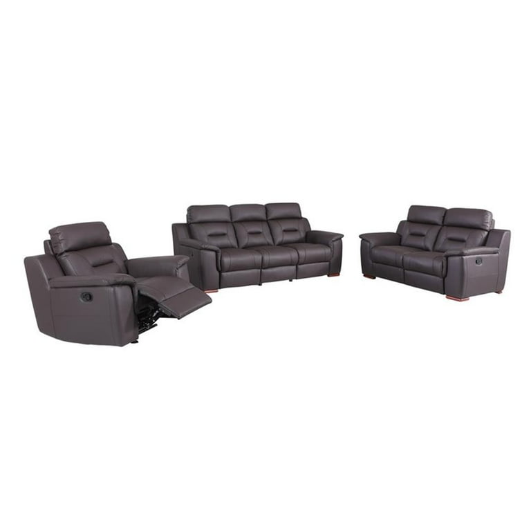 Modern Faux Leather Upholstered Sofa Set in Brown